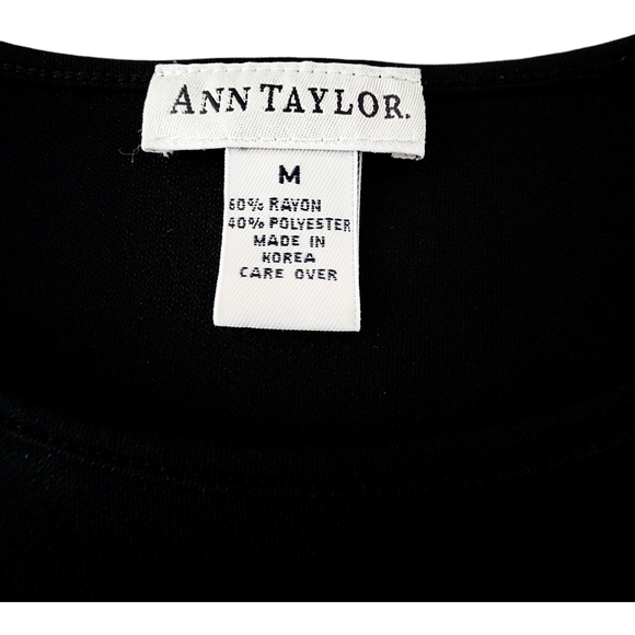 Ann Taylor Black Short Sleeve T-Shirt Women Size M - Picture 3 of 7